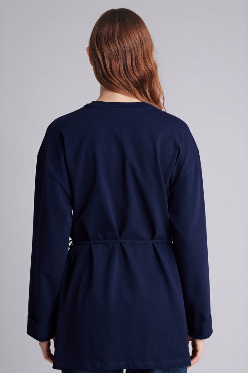 DeFacto Blue Woman Loose Fit Crew Neck Long Sleeve Tunic Casual - Image 4